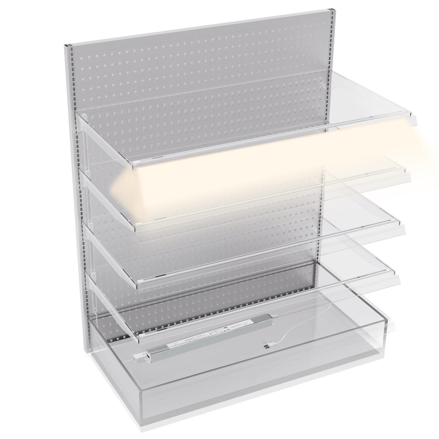 Gondola Shelving Lights kit inclueds 8 PCS 3ft 4200K Natural White LED Light Bars, LED Driver and accessories for Super Market, Liquor store, Business Shelves via magnets to install (36"8pcs)