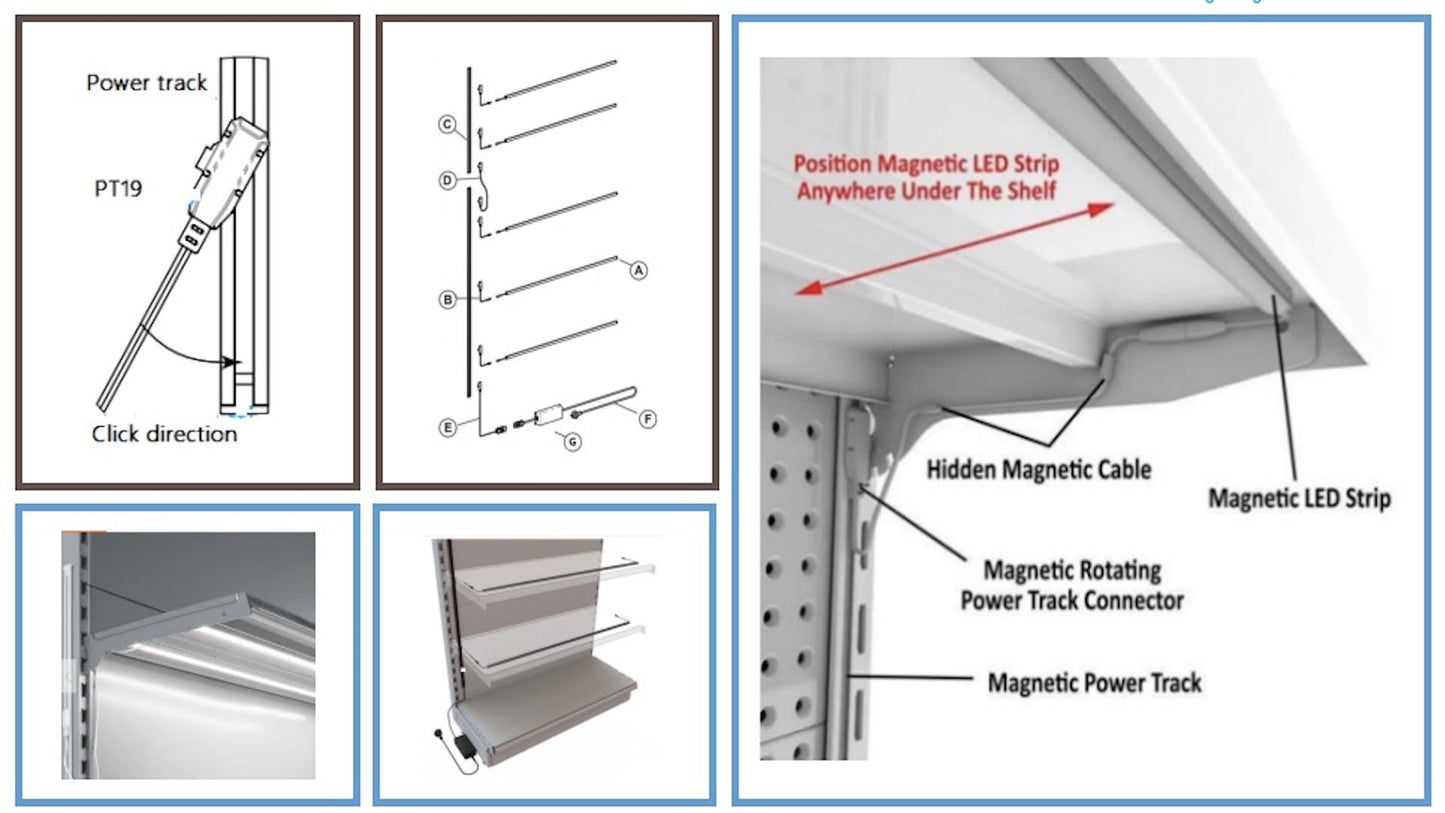 TITATEC Gondola Shelving Lighting LED Shelf Lights Bar for Retail Display Refrigerator Beverage Cooler Merchandiser Pure White 6000K Small Thin Design Easy to Install on Upright or Back Panel