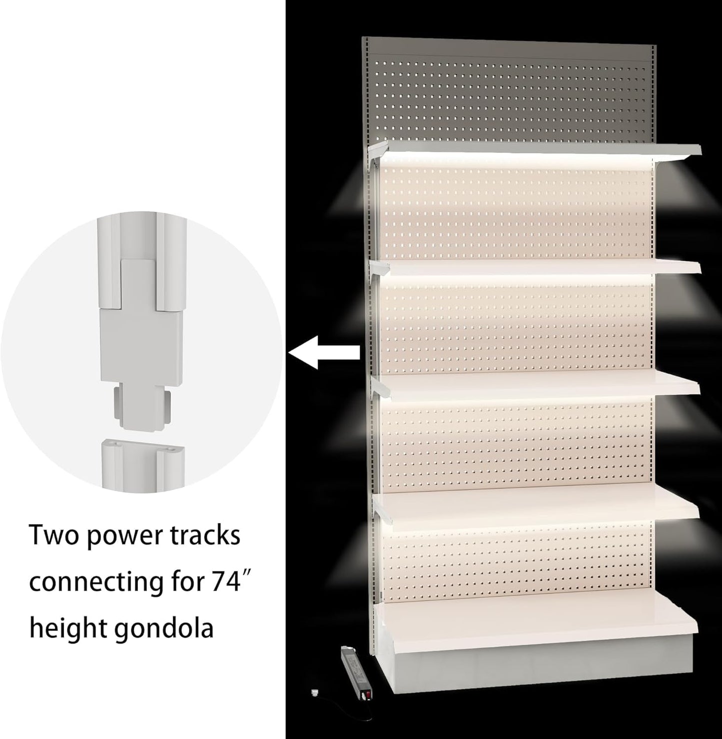 TITATEC Gondola Shelving Lights kit Includes 8 Pack 4200K Natural White Light Bars, LED Driver and Accessories Suits for Super Market Retail Display Shelves via Magnets to Install Under Shelf