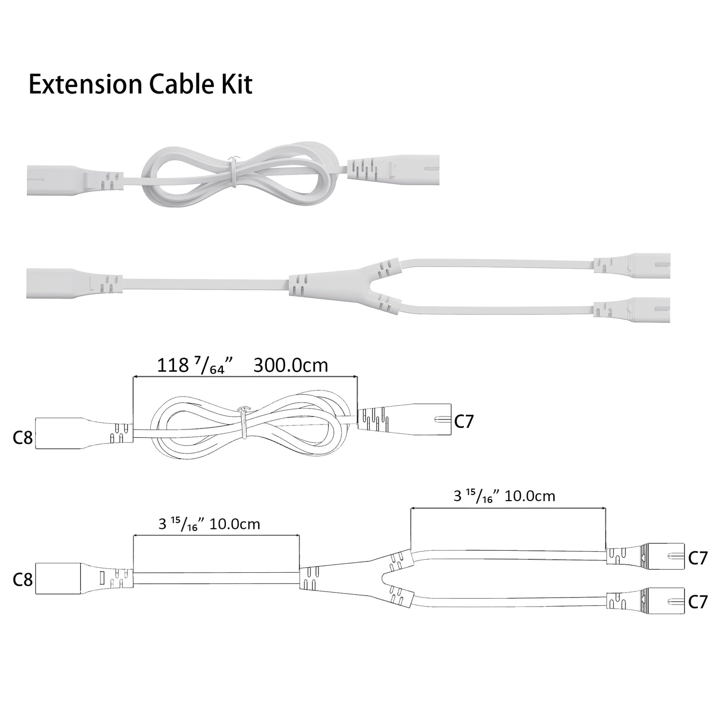TITATEC Gondola Shelving Lights 36" kit and Power Supply Extender Splitter Cable Kit