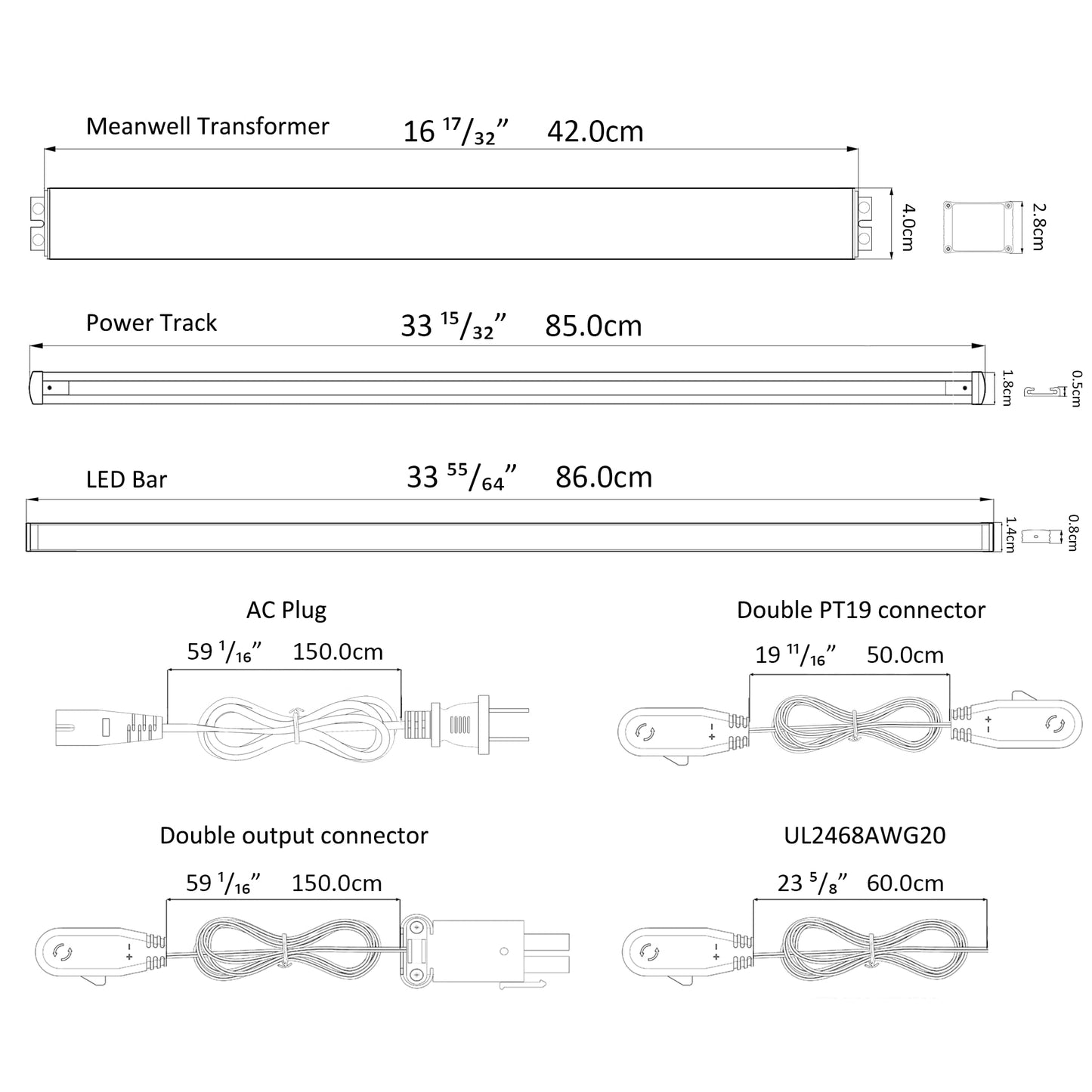 Gondola Shelving Lights kit inclueds 8 PCS 3ft 4200K Natural White LED Light Bars, LED Driver and accessories for Super Market, Liquor store, Business Shelves via magnets to install (36"8pcs)