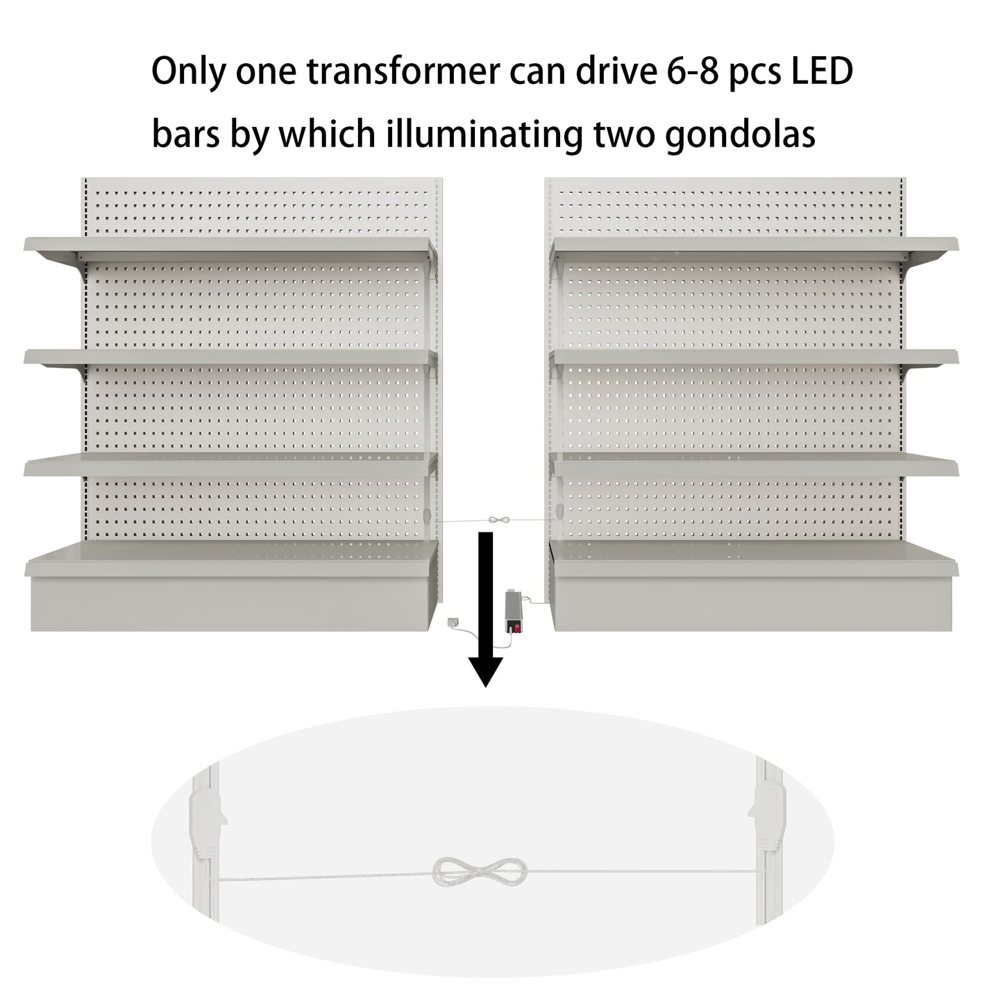 TITATEC Gondola Shelving Lights kit Includes 8 Pack 4200K Natural White Light Bars, LED Driver and Accessories Suits for Super Market Retail Display Shelves via Magnets to Install Under Shelf