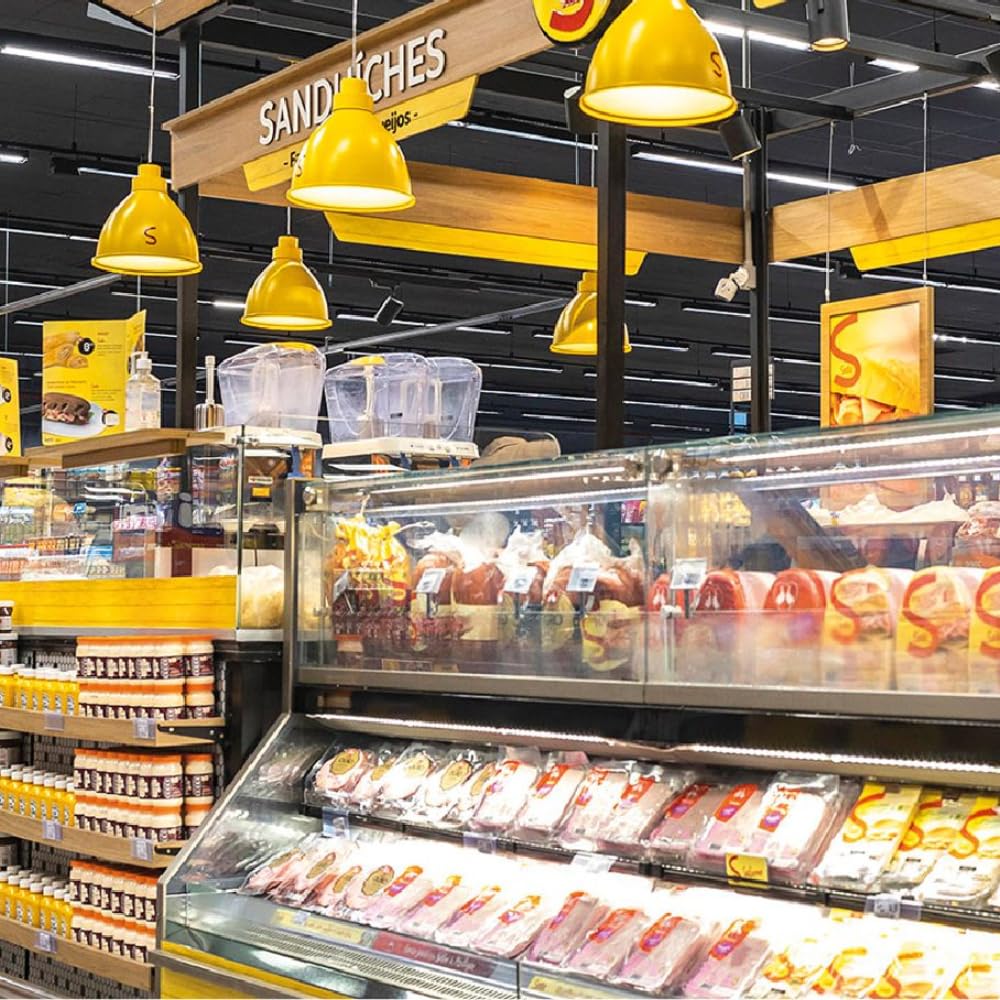 illuminated bakery shelving